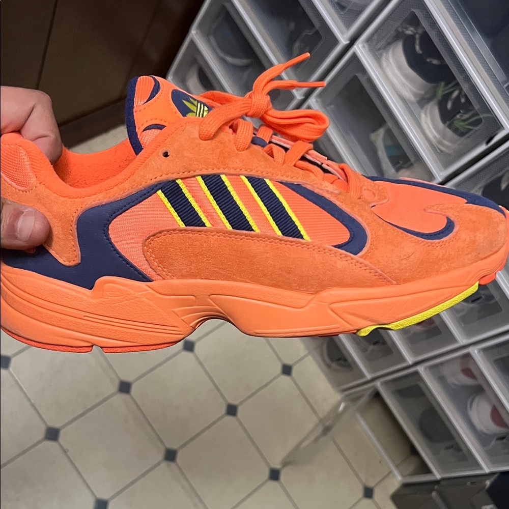 Adidas Bright Orange and Navy Sneakers